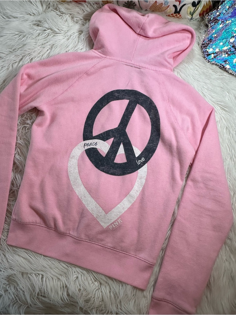 VS PINK • Y2K Peace, Love & Pink Pastel Zip Up Hoodie - Picture 11 of 16